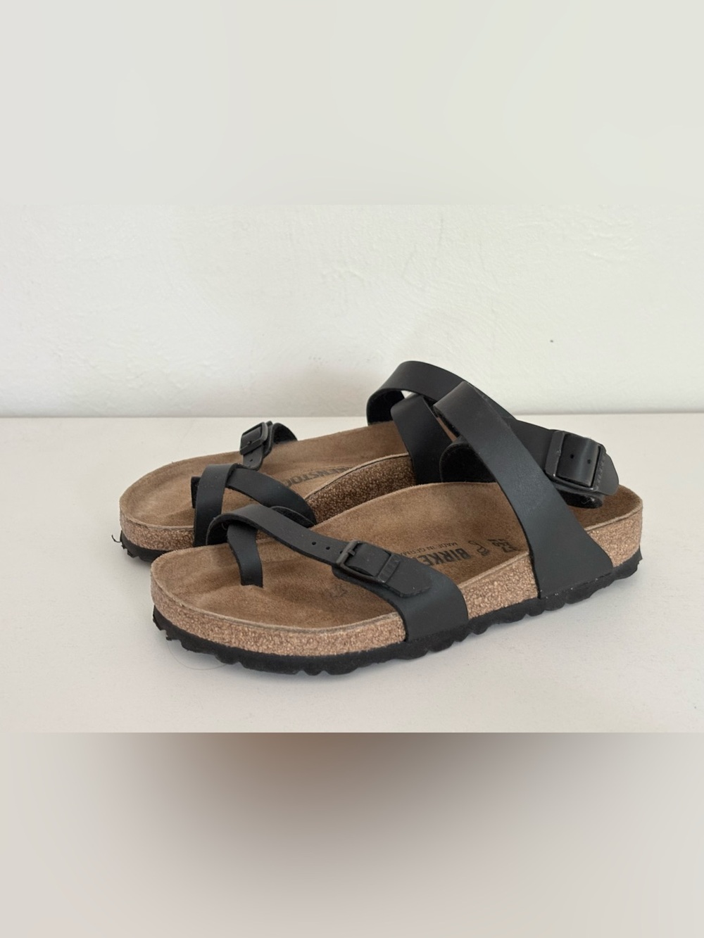 Birkenstock Yara Black Vegan Leather Strappy Sandals